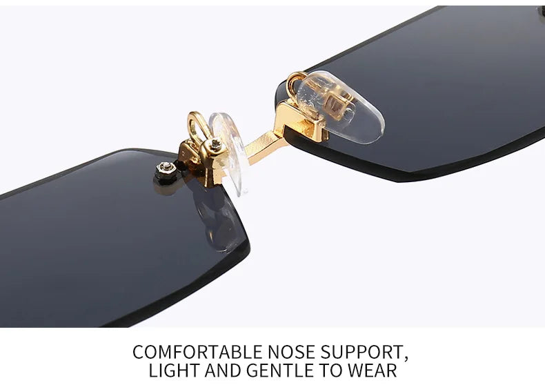 Rimless Rectangle Small Square Sun Glasses