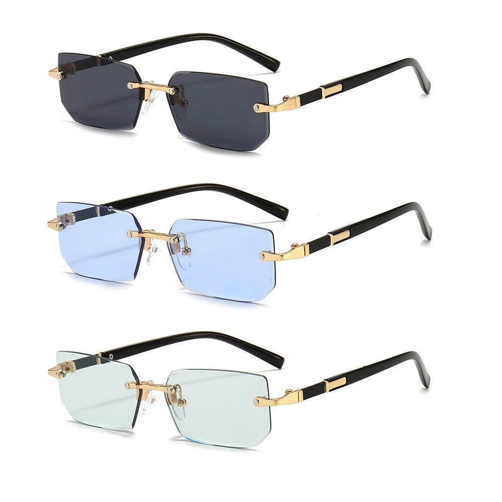 Rimless Rectangle Small Square Sun Glasses