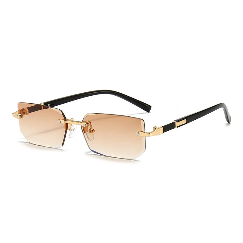 Rimless Rectangle Small Square Sun Glasses