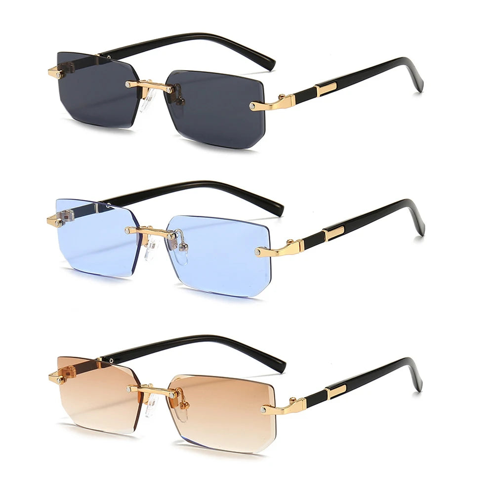 Rimless Rectangle Small Square Sun Glasses