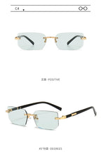 Rimless Rectangle Small Square Sun Glasses