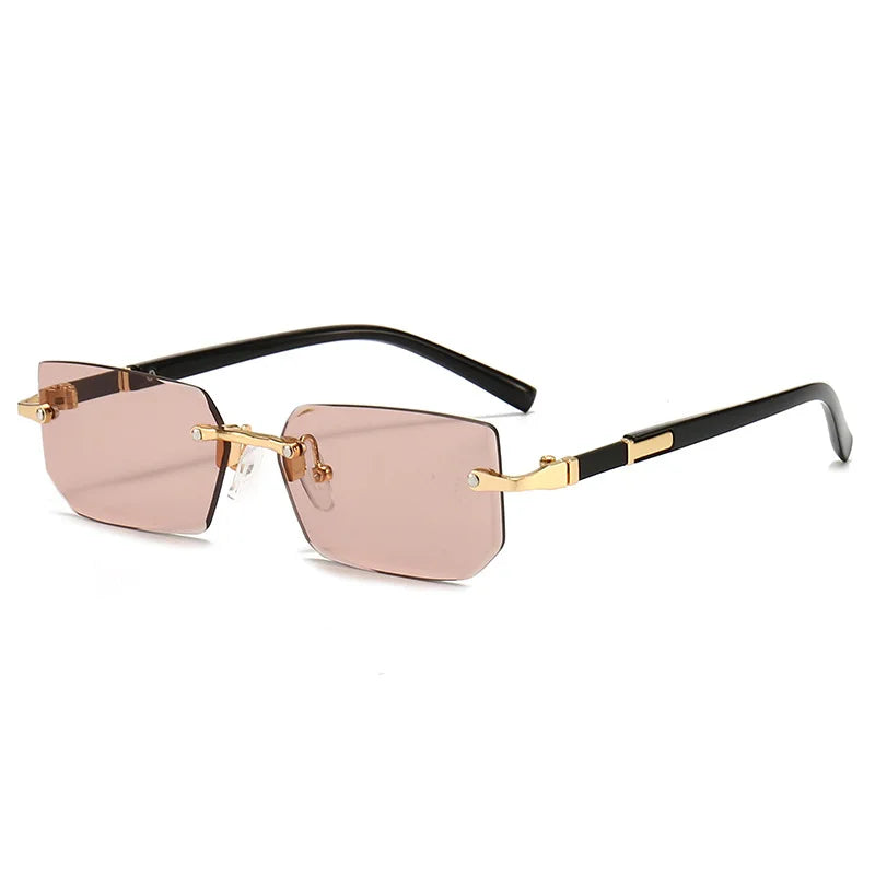 Rimless Rectangle Small Square Sun Glasses