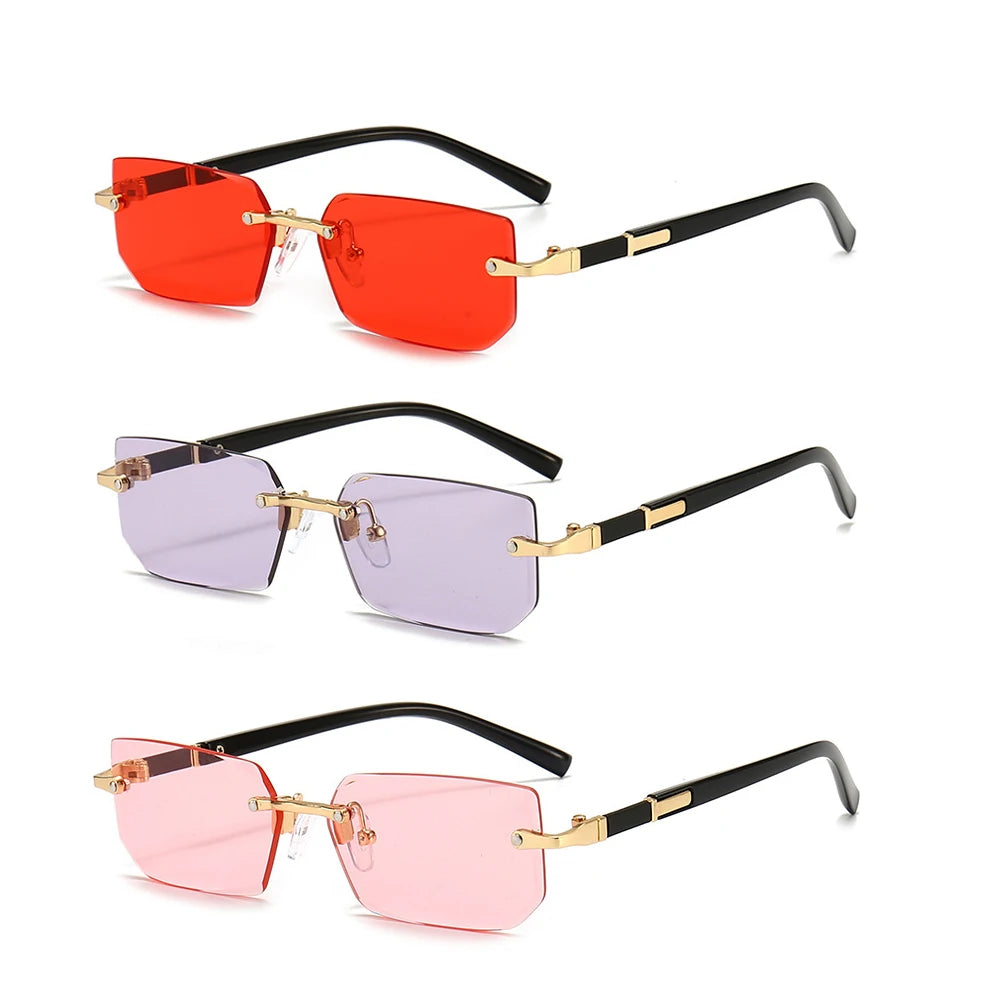 Rimless Rectangle Small Square Sun Glasses