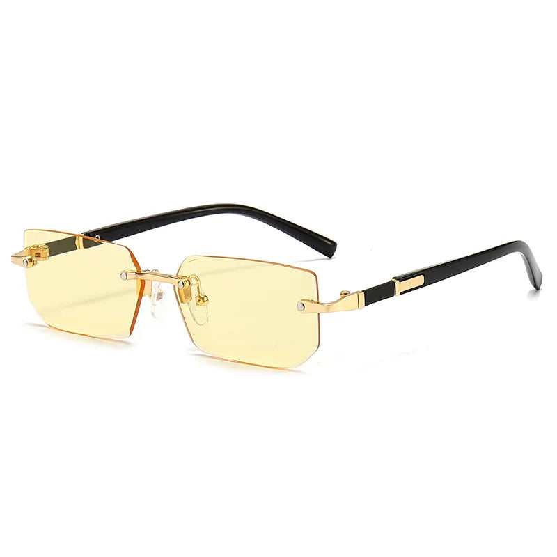 Rimless Rectangle Small Square Sun Glasses