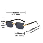 Rimless Rectangle Small Square Sun Glasses