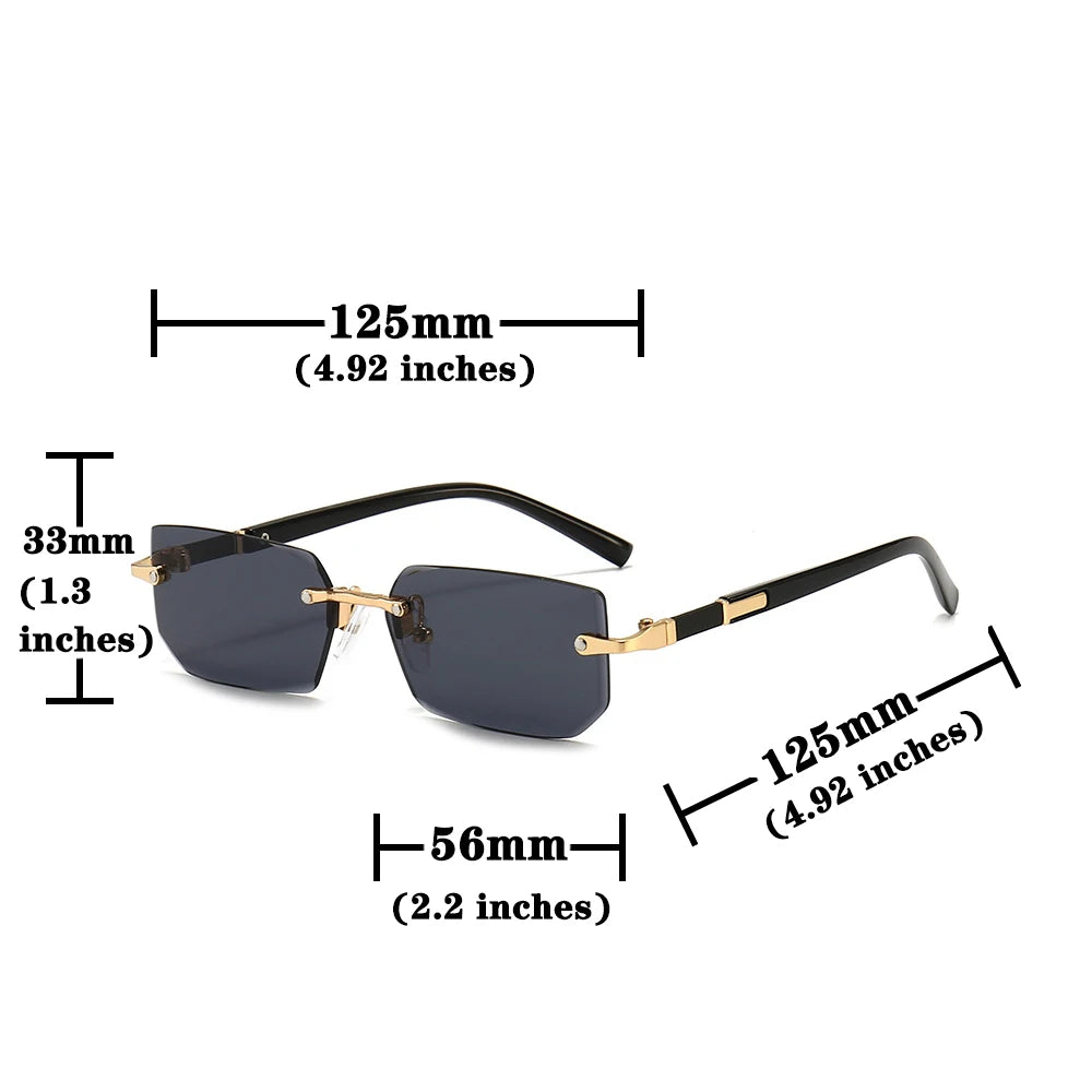 Rimless Rectangle Small Square Sun Glasses