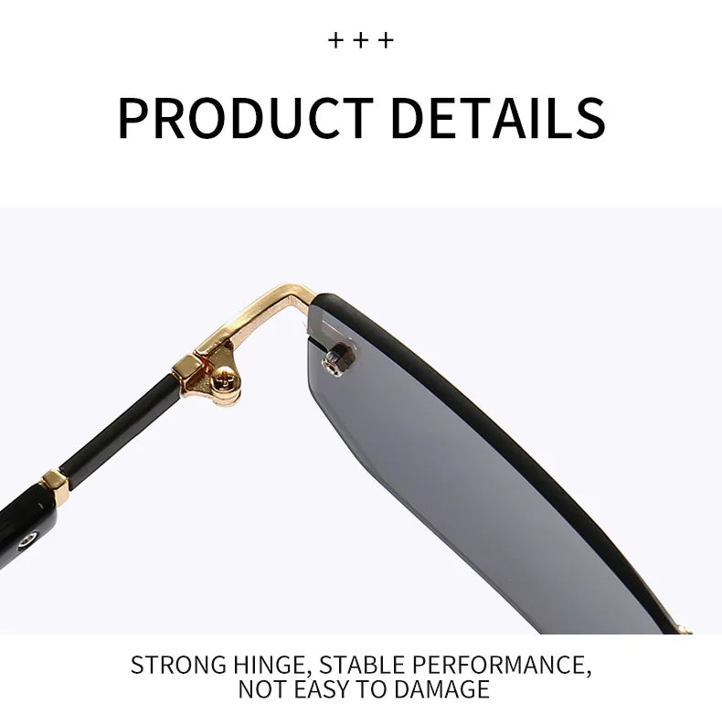 Rimless Rectangle Small Square Sun Glasses