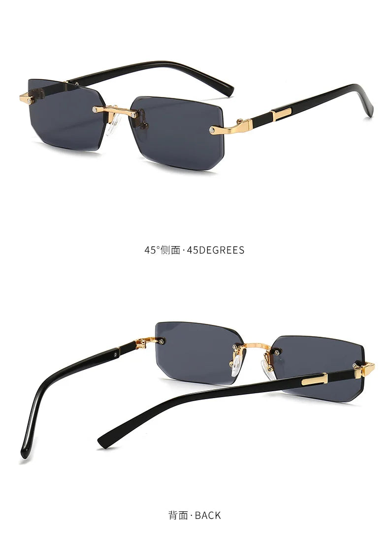Rimless Rectangle Small Square Sun Glasses