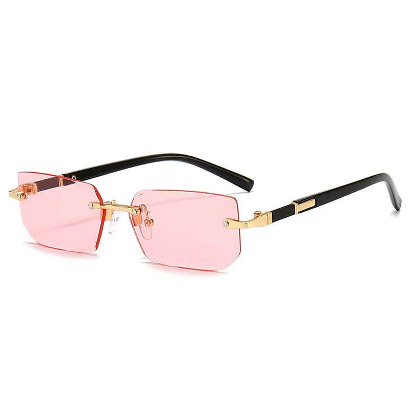 Rimless Rectangle Small Square Sun Glasses
