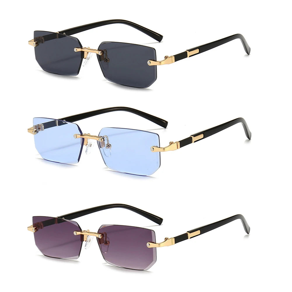 Rimless Rectangle Small Square Sun Glasses
