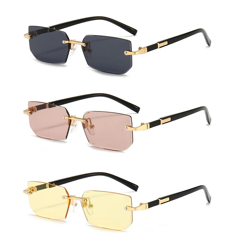 Rimless Rectangle Small Square Sun Glasses