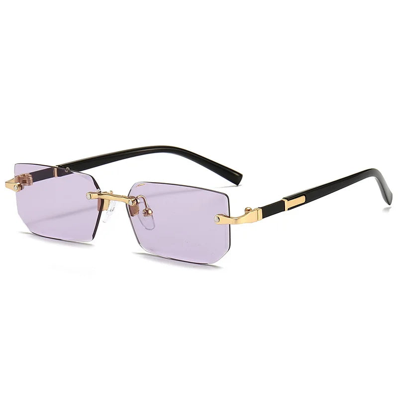 Rimless Rectangle Small Square Sun Glasses