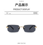 Rimless Rectangle Small Square Sun Glasses